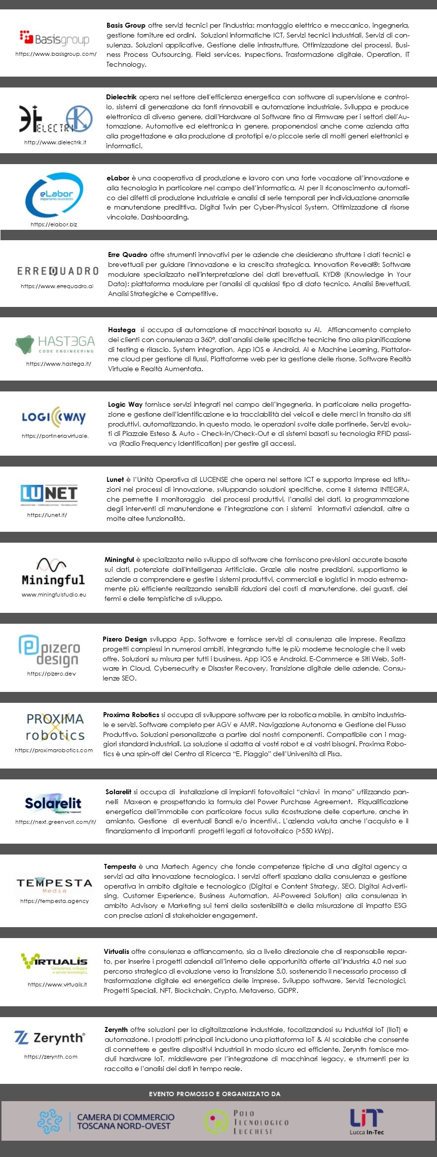 Meet in-Tec Elenco Startup e PMi